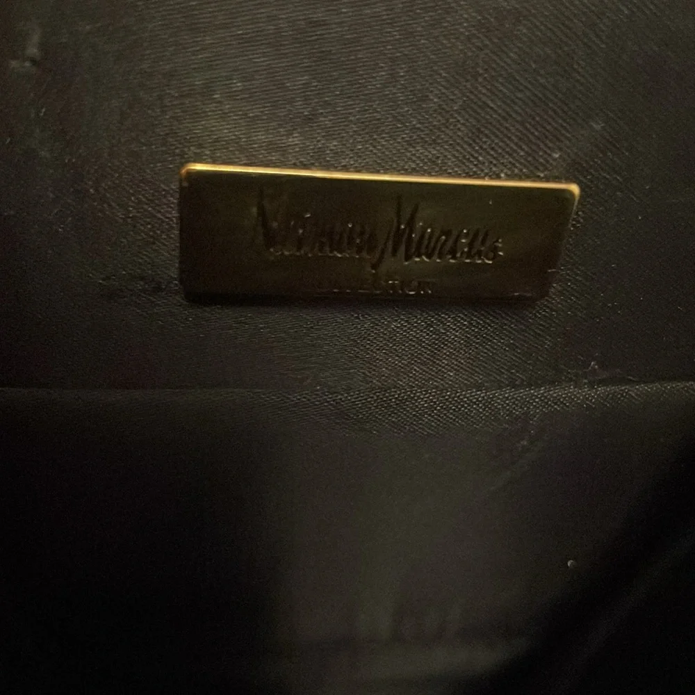 Neiman Marcus Elegant Satin Black Evening Bag - Picture 4 of 5